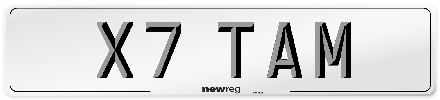 X7 TAM Number Plate from New Reg